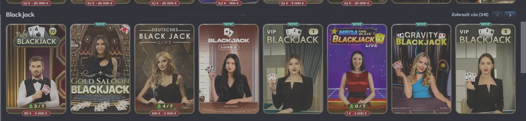 Millioner live blackjack table with cards